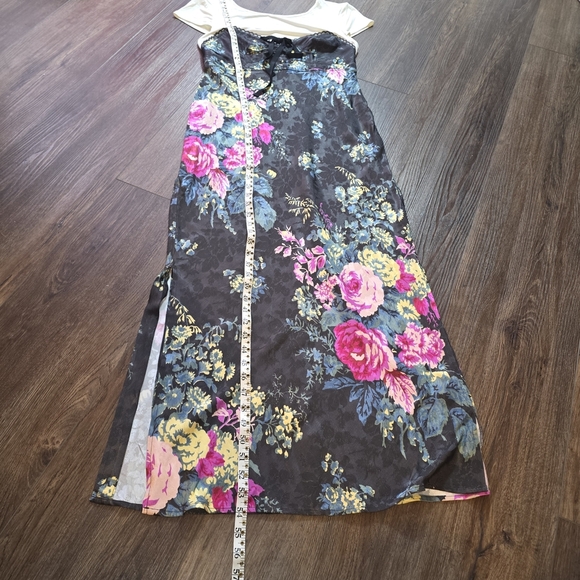 NWT Anthropologie Twofar Black Floral Midi Dress M – Elegant Jacquard Slip Style - Picture 12 of 16